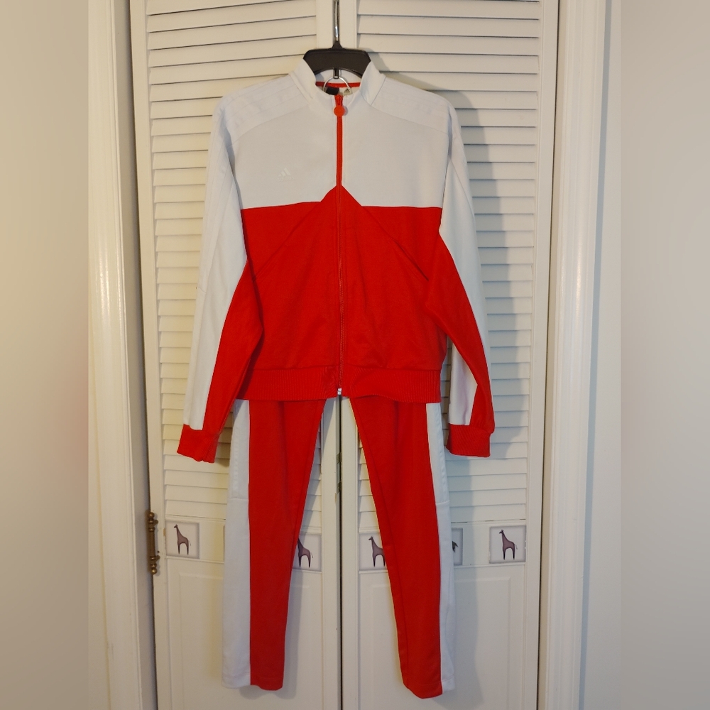 Adidas Red / White Joggers Tapered Sweatpants - Picture 3 of 11